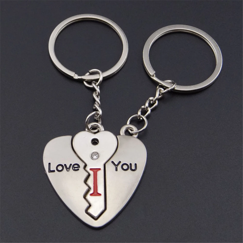 

1 Pair Couple Keychains"I LOVE YOU" Keyrings Accessories Valentine's Day Gifts Heart Keyfob Present For Husband Wife Boyfriend
