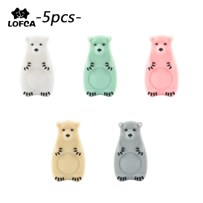 LOFCA 5 шт. силиконовые бусины Мини-полярный медведь из пищевого силикона для