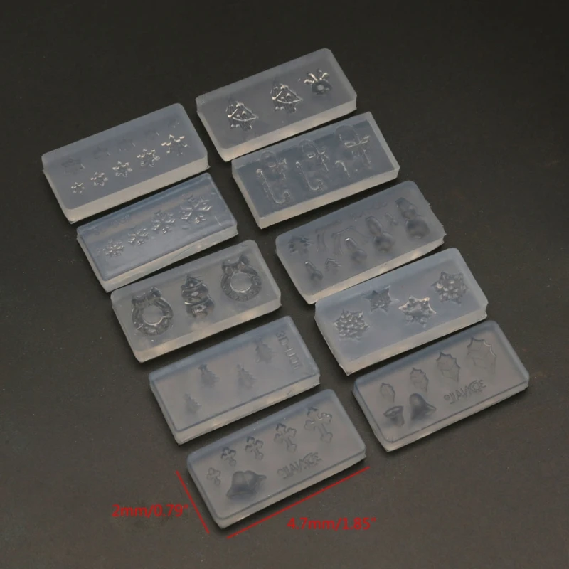 

10Pcs Christmas Theme Snowflake Snowman Nail Art Silicone Mold Kit Christmas Tree Deer Carving Molds Kit Art Craft Tools