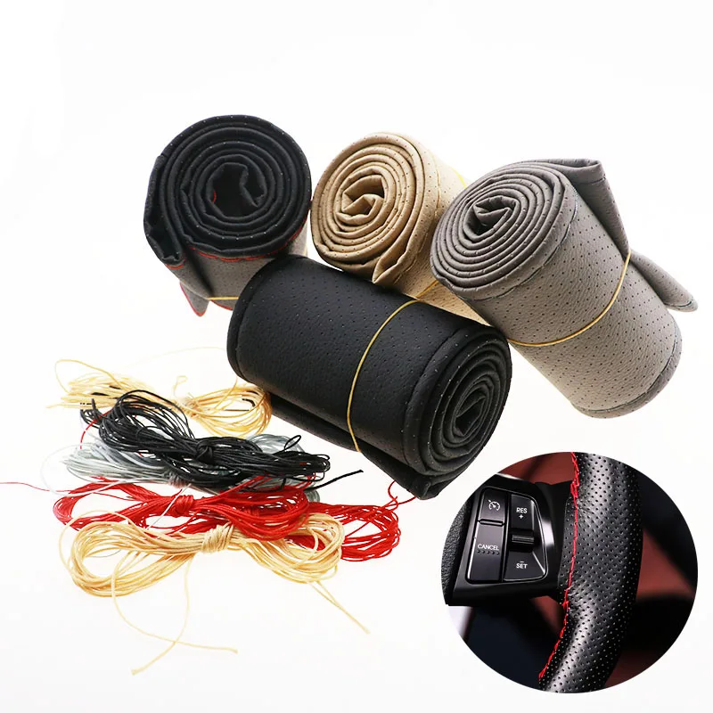 DIY Мягкий Нескользящий ручной швейный чехол рулевого колеса автомобиля для Land Rover