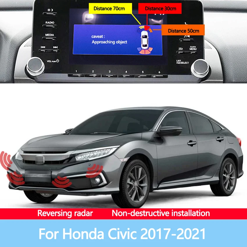 

Car Display Screen Reversing Before After Image Radar Sensor Sound Warning Detection System For Honda Civic 2017-2021