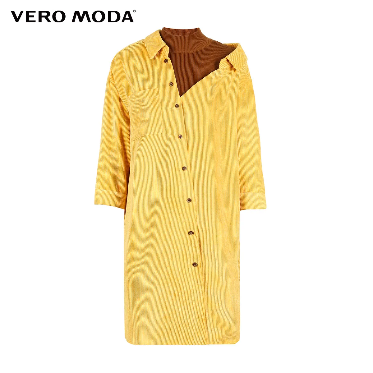 Vero Moda Новые поступления OL Стиль Круглый вырез из двух частей 3/4 рукава платье | 318431508