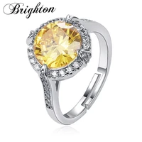 brighton classic round yellow cubic zirconia rings for women lady vintage party weeding jewelry adjustable new fashion bijoux