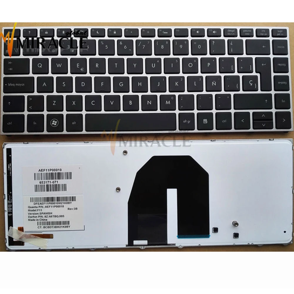 Клавиатура для ноутбука HP Probook 5330 5330M LA латинский язык SP Серебристая Рамка и