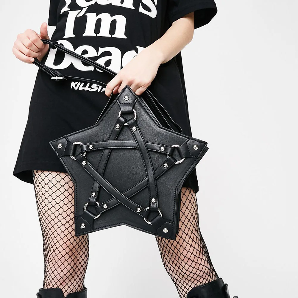 

BONJOMARISA brand quality new fashion shoulder bags star buckle cosplay cool punk crossbody bags women street design