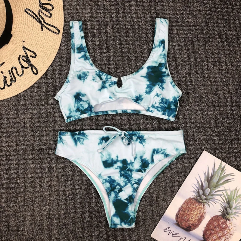 

Sexy Bikini Set 2020 Mujer Summer Push Up High Waist Bikini Tie Dye Print Swimsuit Women Boho Bathing Swimming Suit For Women