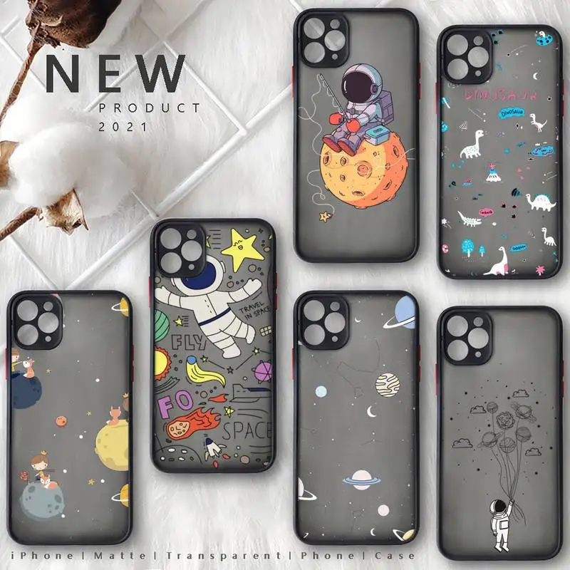 

Star Astronaut Phone Case For iphone 13 12 11 8 7 plus mini x xs xr pro max matte transparent cover