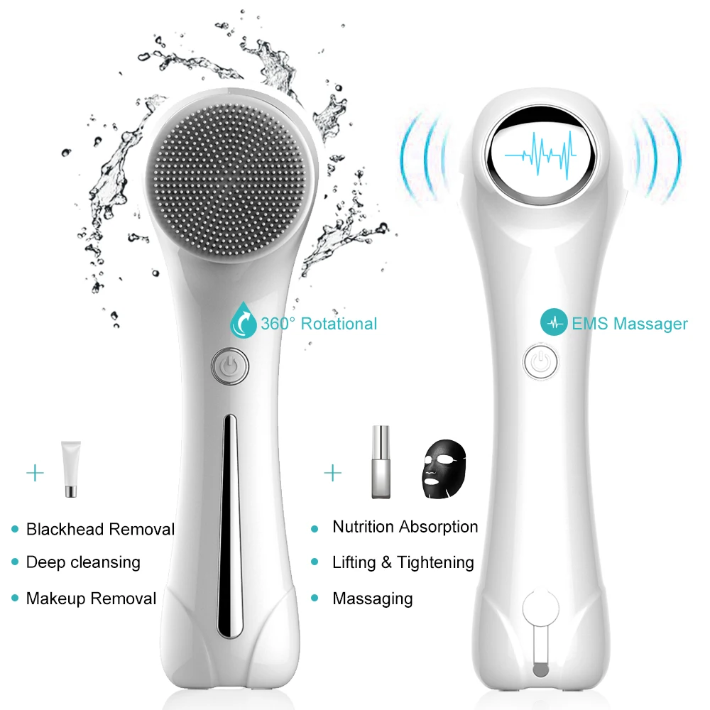 

Facial Cleansing Brush EMS Sonic Face Spin Brush Facial Spa System Rejuvenation Deep Cleaning Remove Blackhead Face Massager