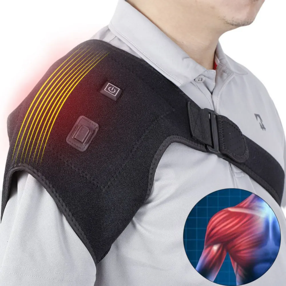 

2021 New Heated Shoulder Wrap Brace Heated Shoulder Support Relax Muscle Shoulder Compression Sleeve USB Cable 3 Heating Setting