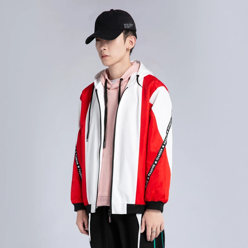 

Trend Handsome Hooded Jacket New Jacket Men Spring Fall Sports Loose Men's Jacket Trend Couples Casual All-match Jacket Jacket