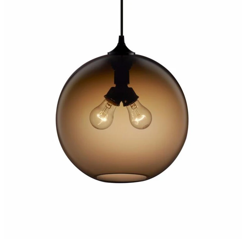 Loft 7 color glass ball Pendant Lamps modern E27/E26 led 2 lights cord lamparas pendant for restaurant living room bar | Лампы и