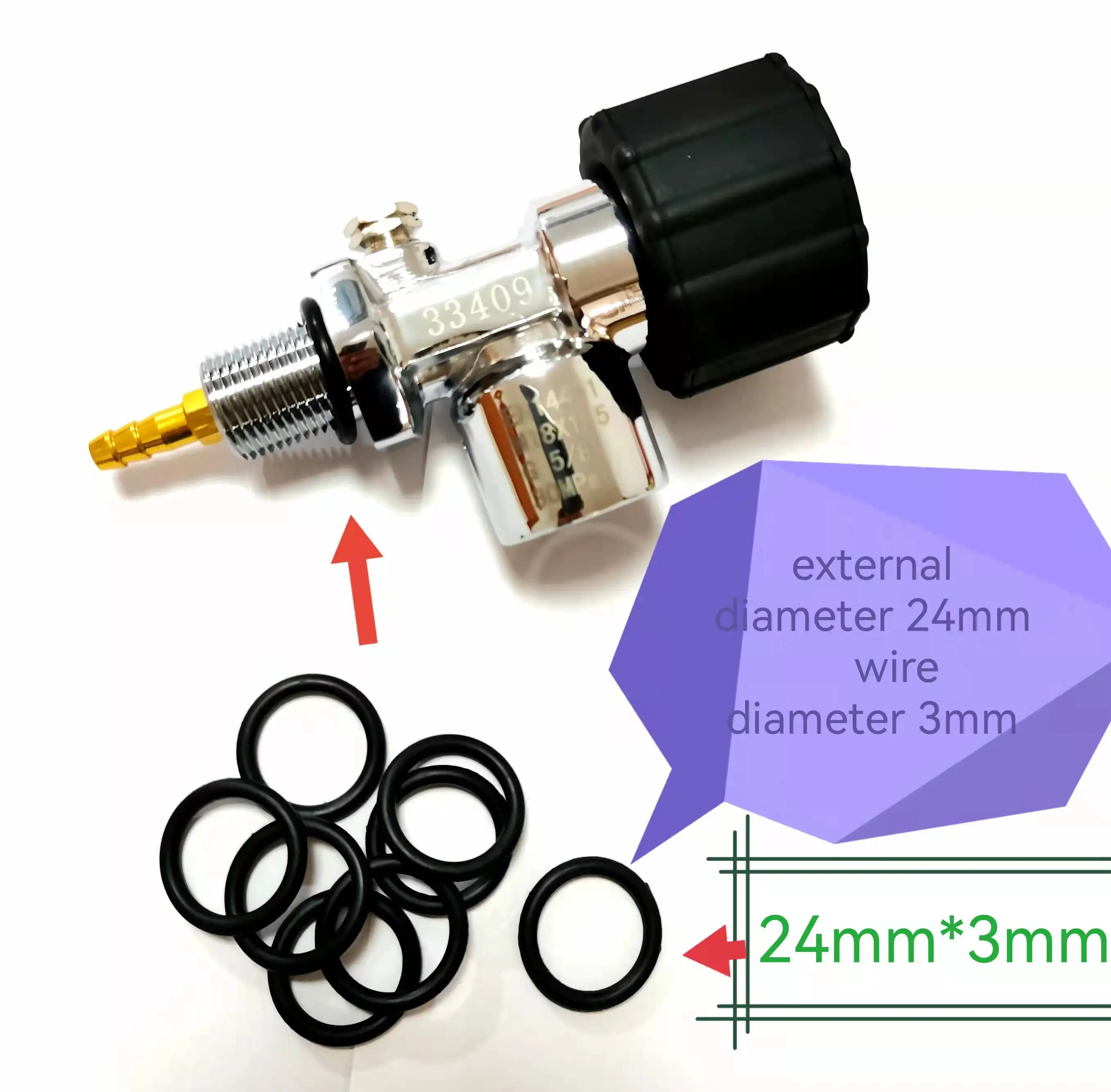 

PCP Paintball diving Din Oil tank on / off valve m18x1 5 external thread sealing O-ring