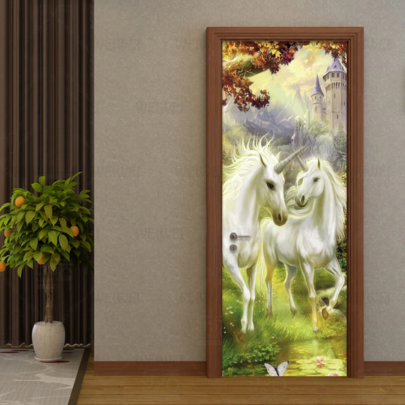 Наклейка на стену с изображением лошадей и леса | Дом сад