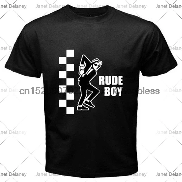 Горячая Распродажа скидки Rude Boy регги кожи мод Мужская черная футболка|Мужские