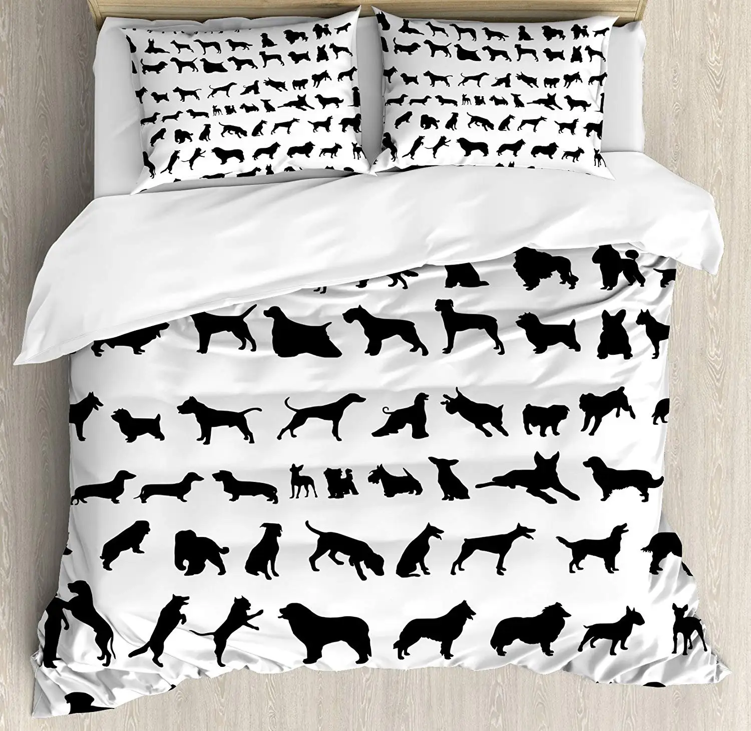Комплект пододеяльников Ambesonne для собак разных пород декор влюбленных размеры