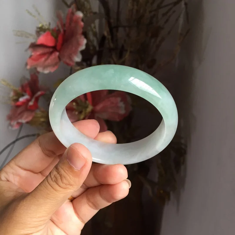 

zheru jewelry natural Burmese jadeite 54-64mm light blue bracelet elegant princess jewelry send mother to girlfriend