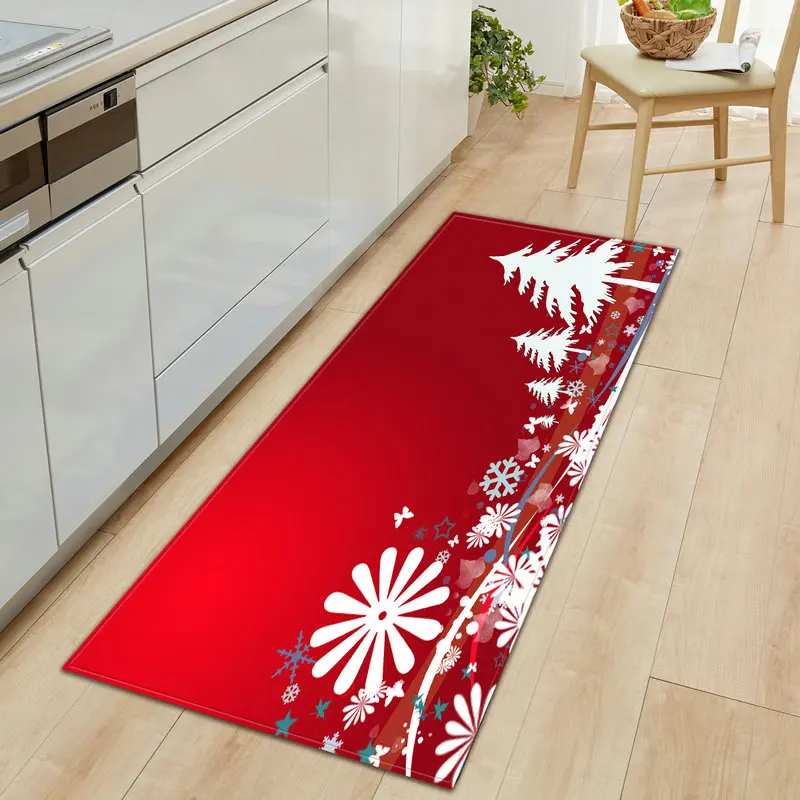 

Merry Christmas Kitchen Mat Home Entrance Doormat Tatami Bedroom Decor Carpet Hallway Floor Mat Anti-Slip Balcony Kids Room Rug