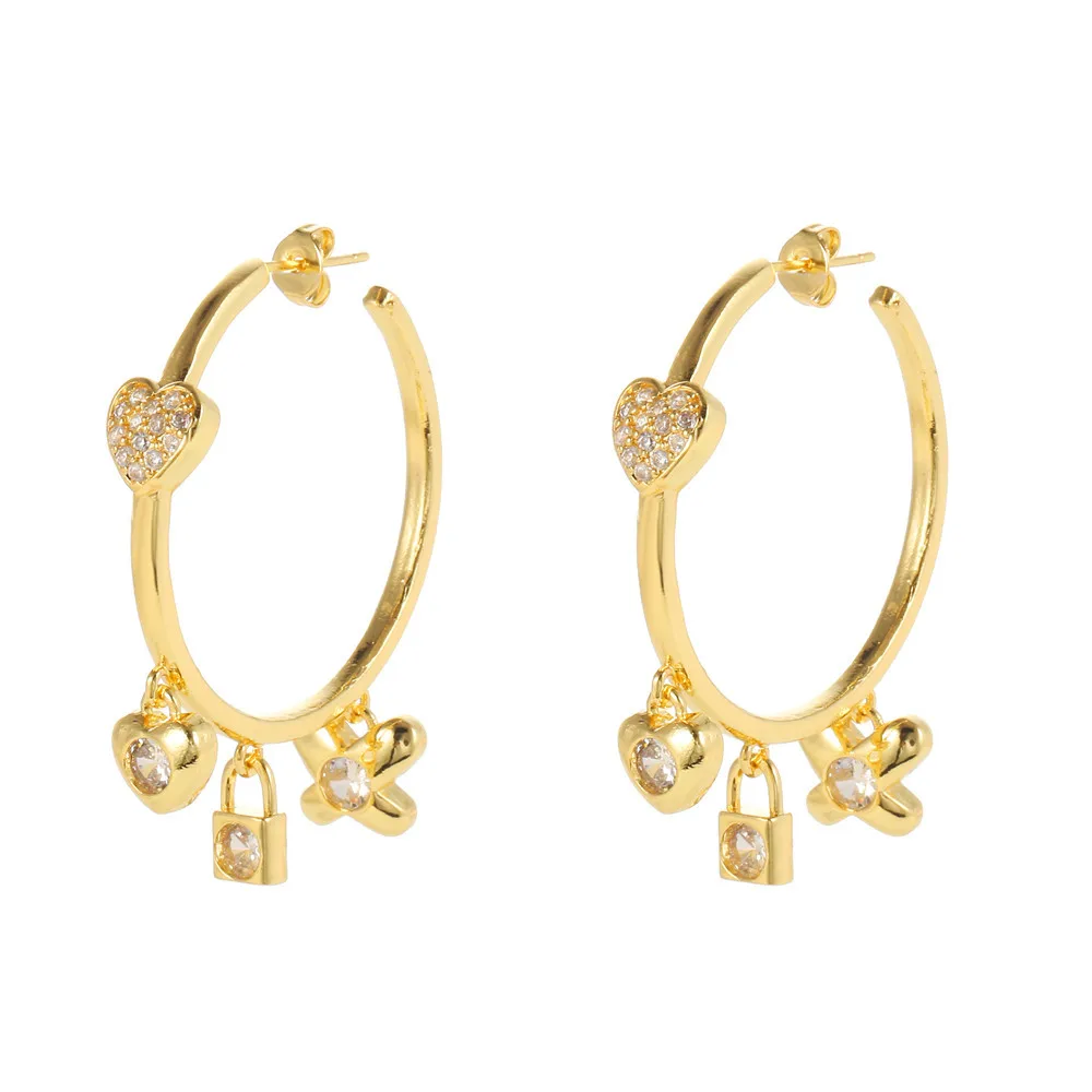 Женские серьги-обручи с фианитами серьги из меди и металла круглой