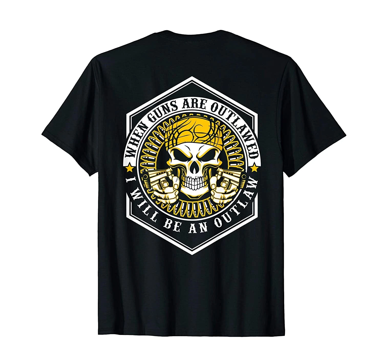 

Pro Gun-Camiseta de motorista de Calavera, camiseta de motociclista, arma forrada, Outlaw