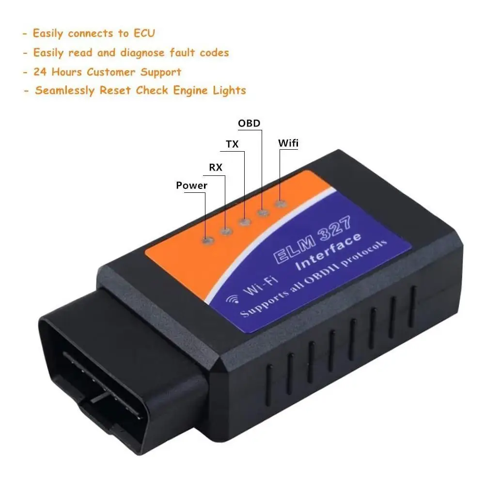 

ELM327 WIFI V1.5 OBD Car Fault Detector WiFi Support IOS Diagnostic Device K1F5
