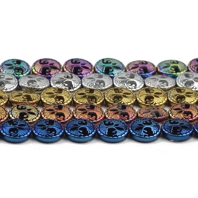 

Life Tree Colors Round Natural Stone Hematite Vacuum Plating 12mm Spacer Loose Beads For Jewelry Making DIY Bracelet Accessories