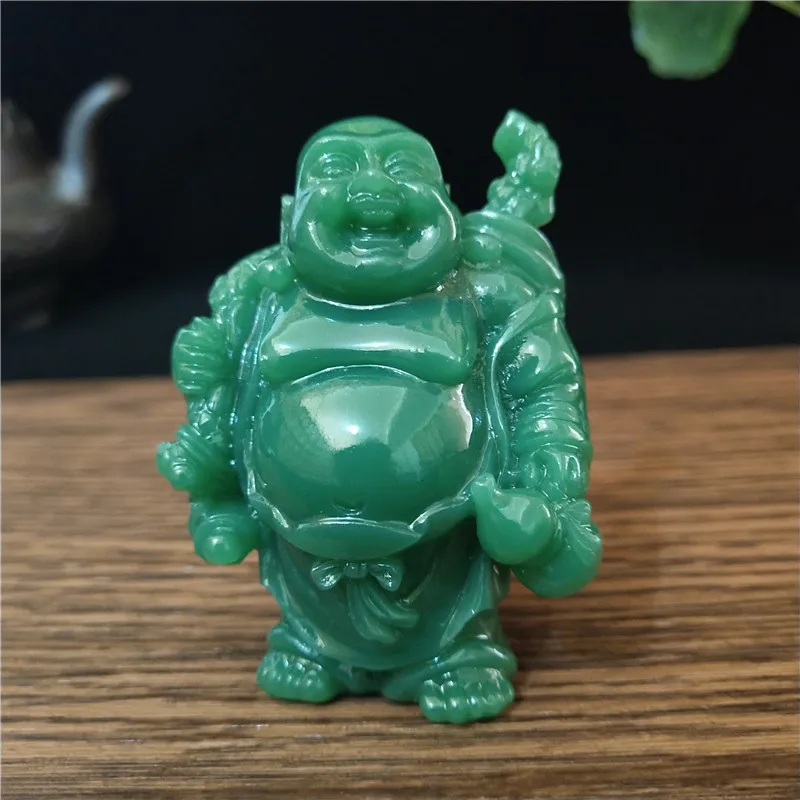 Китайская смеющаяся скульптура Будды статуя человека Нефритовый камень
