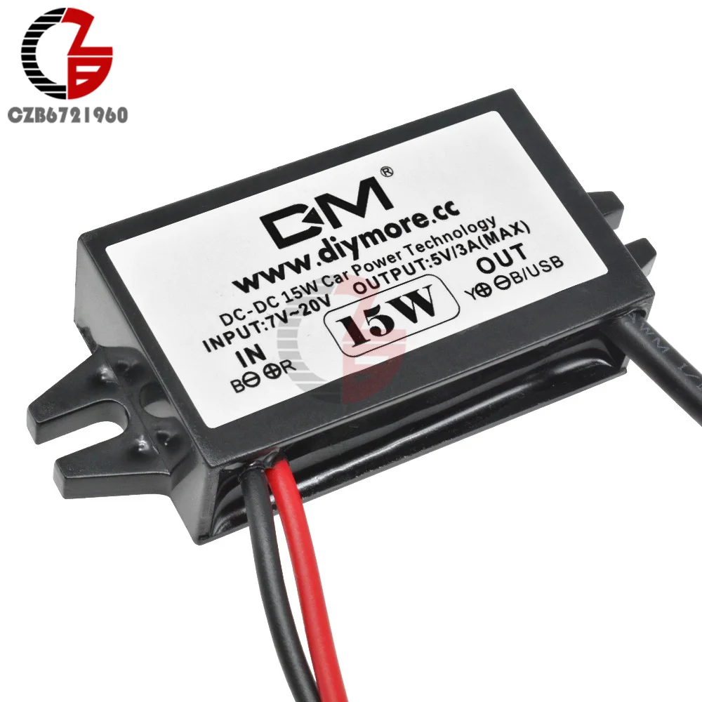 DC-DC 12 В до 5 В 3 А 15 Вт понижающий преобразователь питания USB регулятор питания адаптер защита от перегрева тока короткого замыкания