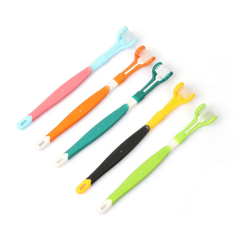 

Toothbrush For Dogs Oral Cleaning Three-Sided Three-Head Cats Products French Bulldog Home Supplies Accessories Pets Toothbrush