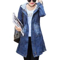 2020 spring autumn new denim jacket women korean loose long jeans jackets womens zipper plus size hooded basic coat jackets 5xl