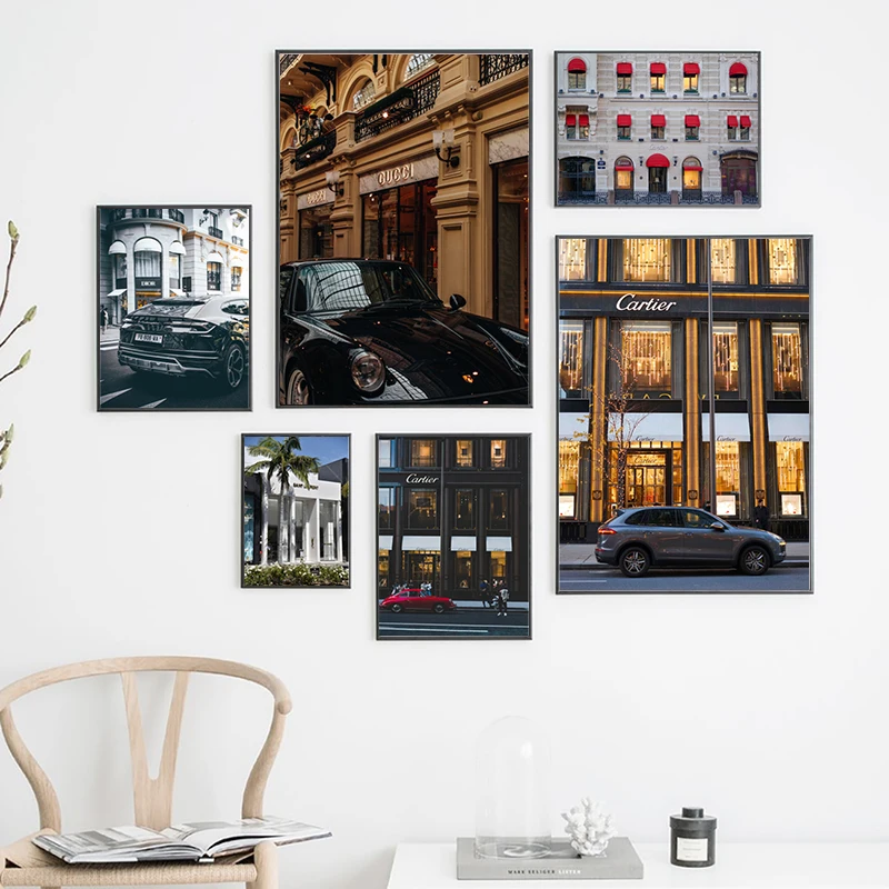 

Модный Роскошный магазин, Настенная картина с гоночной машиной, постеры и принты на холсте в скандинавском стиле, настенные картины для гос...