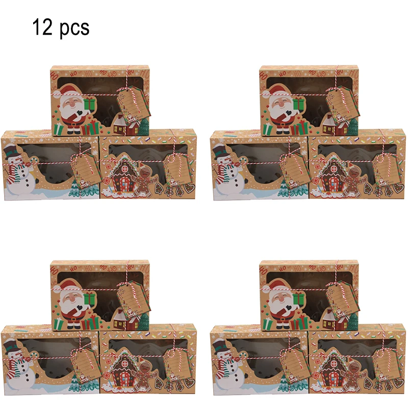 

Christmas Cookie Boxes Bakery Gift Boxes European New Style Kraft Paper Box Kraft Paper Large Christmas Candy Box noel natal