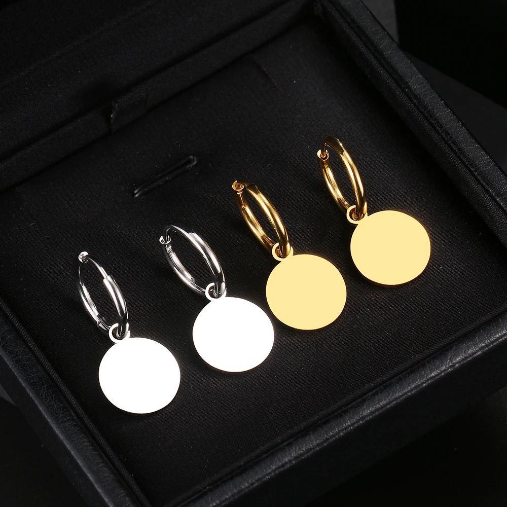 Серьги из нержавеющей стали новинка круглые серьги-кольца с монетным покрытием