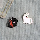 Милый МО дао ЗУ Ши, 1 шт., черный, белый кролик, эмалированная брошь, Wei Wuxian Lan Wangji, животное, металлический значок, подарки друзьям, фигурка, игрушки