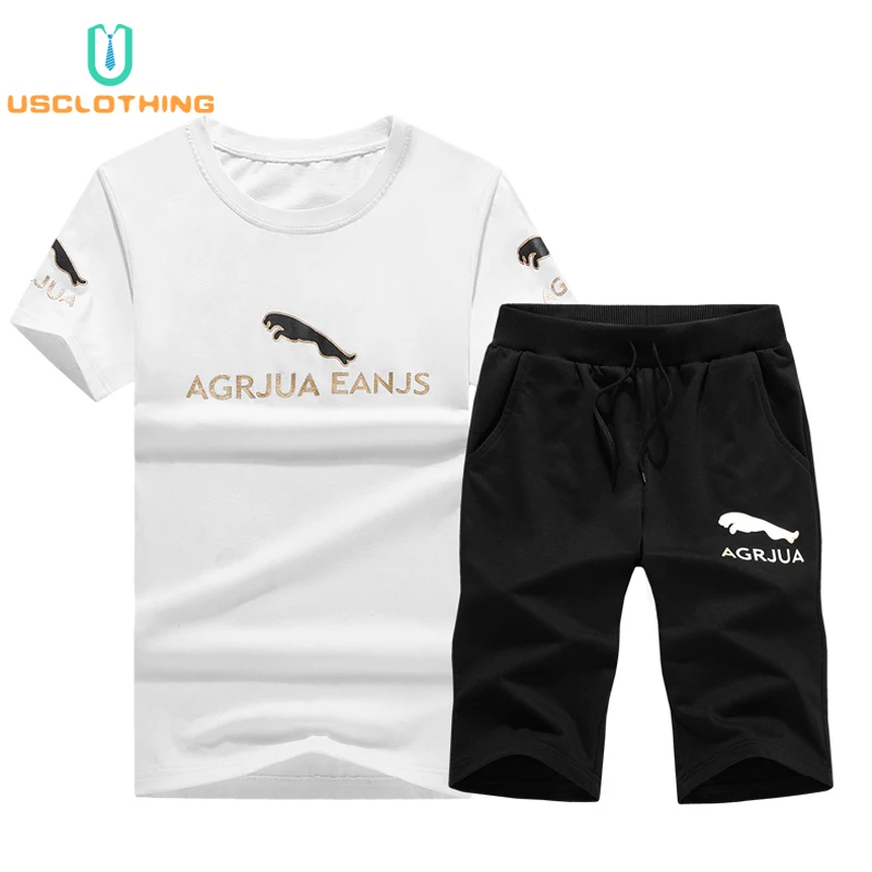 2 шт. новые комплекты футболок Мужская модная толстовка мужские футболки + шорты