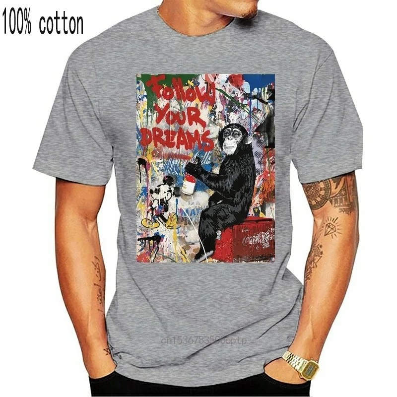 

Banksy T-Shirt Follow Your Dreams Monkey Tee Street Art Graffiti UK Print Monkey