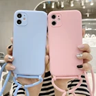 Чехол-накладка для iPhone 11 Pro, XS MAX, 6 S, 7, 8 Plus, XR, X, SE, 2020, силиконовый, с ремешком