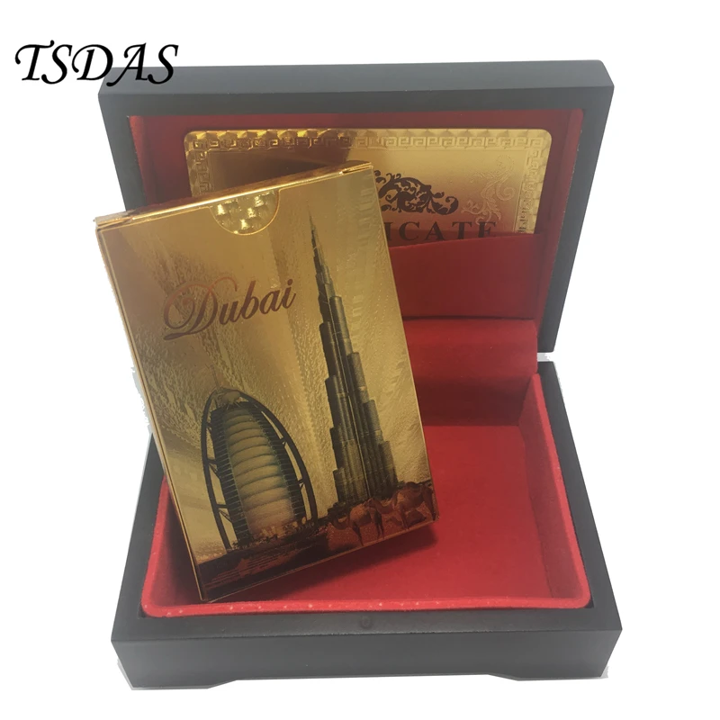 Прочная пластиковая игральная карта 54 шт./компл. с Дубаи дизайн 24k золото покер