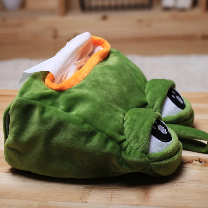 Cartoon Tissue Box Goggles Cover Paper Dispenser Sad Frog Plush Tissues Case Portable Home Office Hanging Napkin Holder | Дом и сад