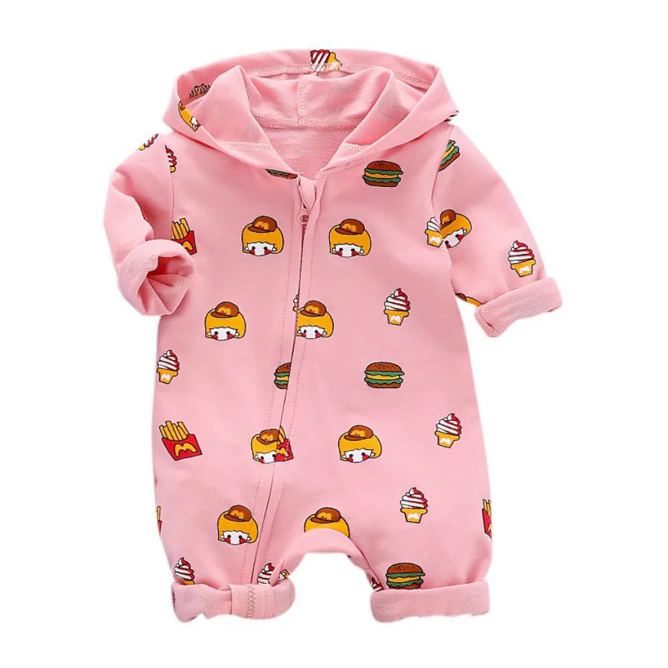 

New autumn and winter new long-sleeved warm clothes for newborns, baby one-piece romper, infant full-print sportswear