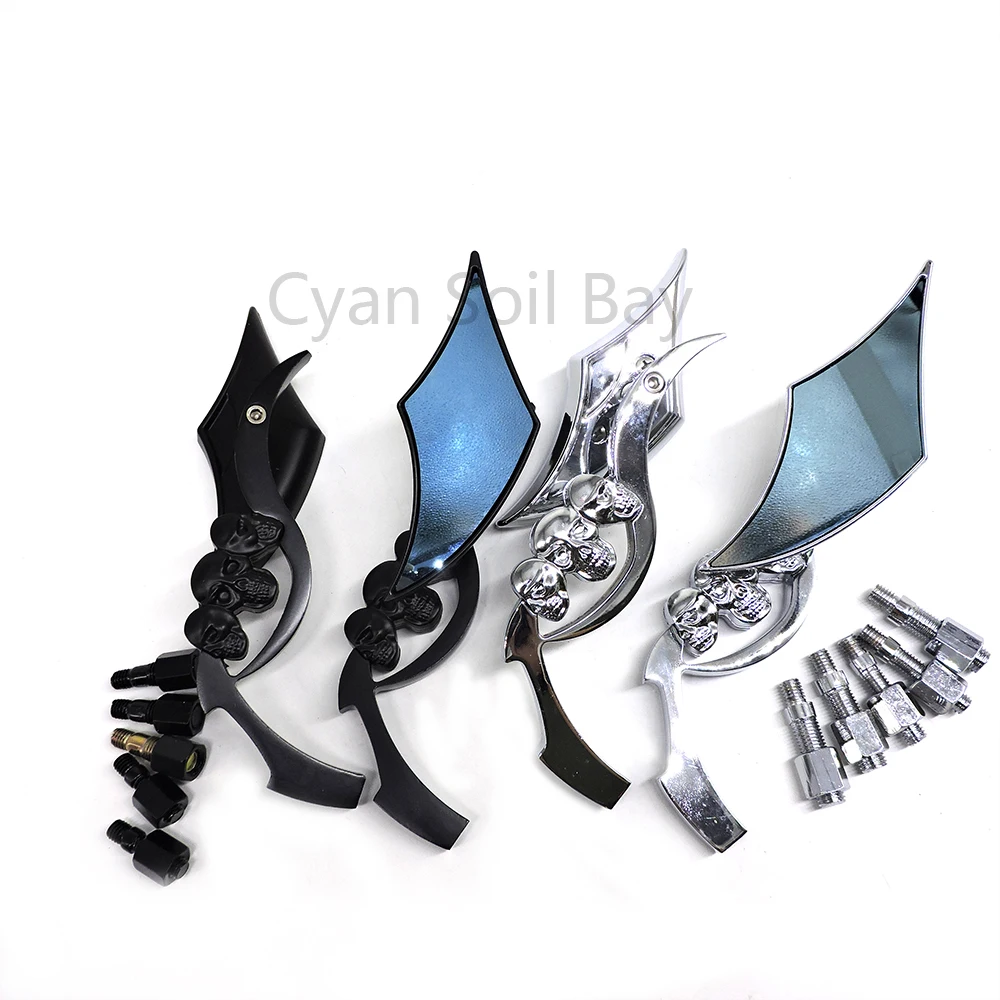 2 шт./пара зеркала заднего вида для мотоцикла Мотоцикл Скутер Cafe Racer боковые череп