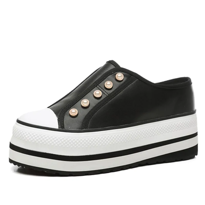 Женские туфли из натуральной кожи на платформе и толстой подошве летние танкетки