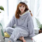 Зимние плотные теплые фланелевые пижамные комплекты для женщин одежда для сна Домашняя одежда Пижама домашняя одежда пижамный комплект