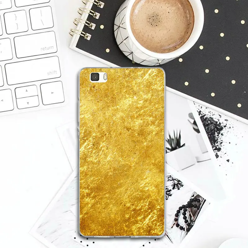 Metallic Gold Foil Soft TPU Cell Phone Case for Huawei P8 P9 P10 P20 P30 Lite Mate 10 Pro Y3 Y5 Y6 II Y7 Honor 6X 7X 9 Plus |