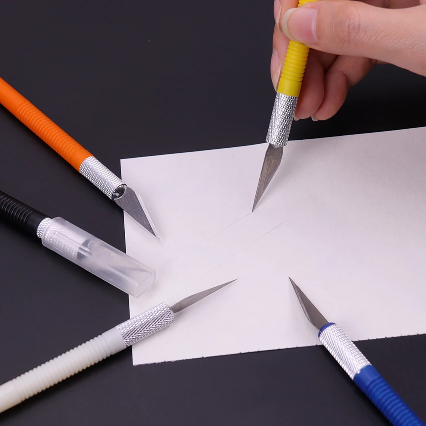 1 шт. нож с 6 лезвиями Гравировка Ремесло нескользящий пластиковый скальпель