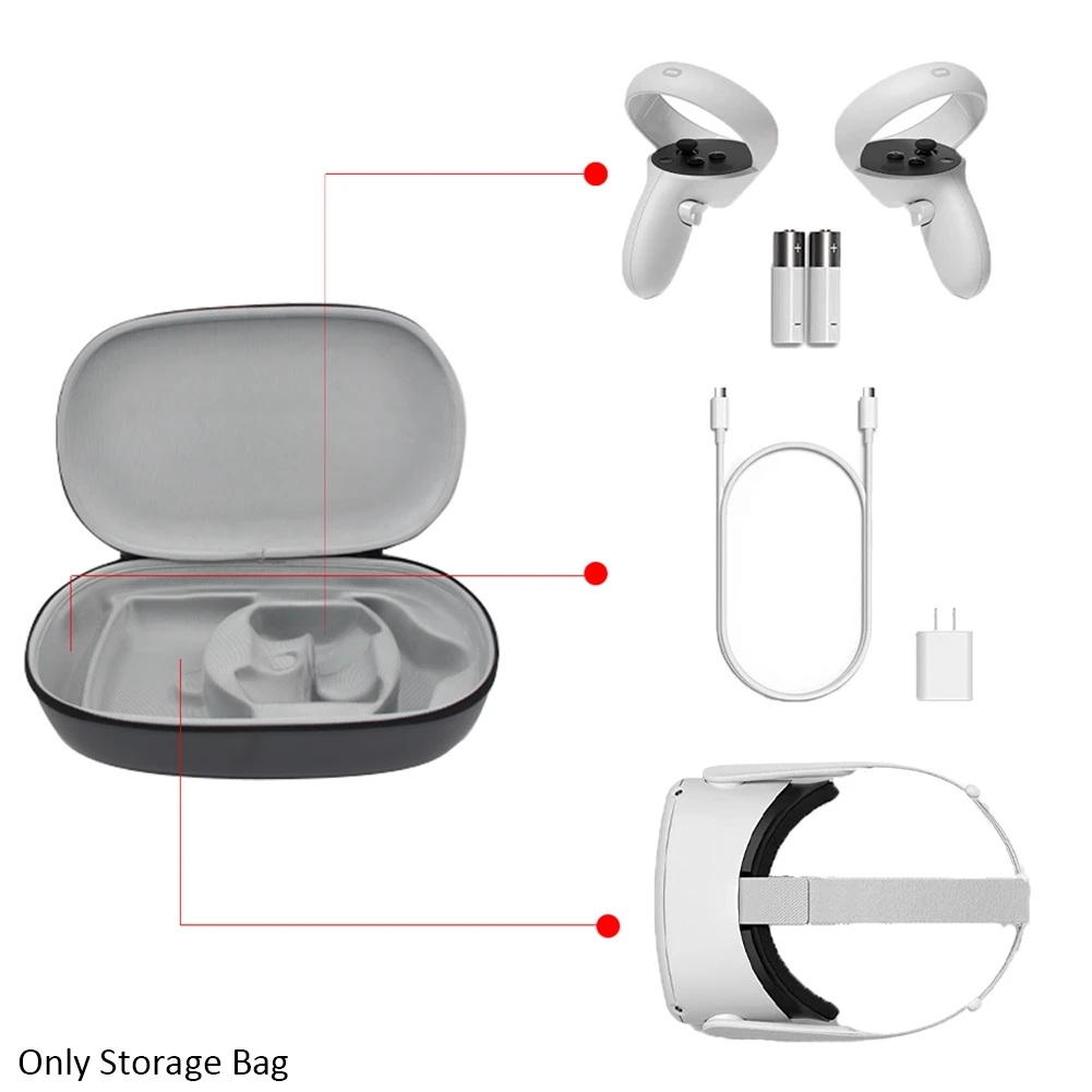 

Lightweight Accessories Protection Portable Video Games VR Headset Storage Bag Zipper Dustproof Carrying Case For Oculus Quest 2