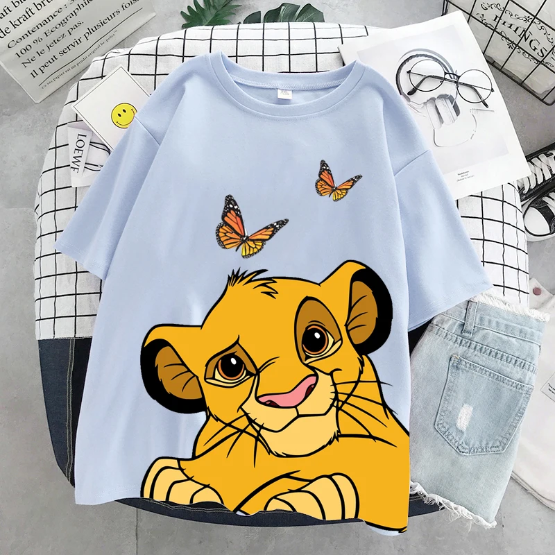 Женская футболка с коротким рукавом круглым вырезом и мультяшным принтом |