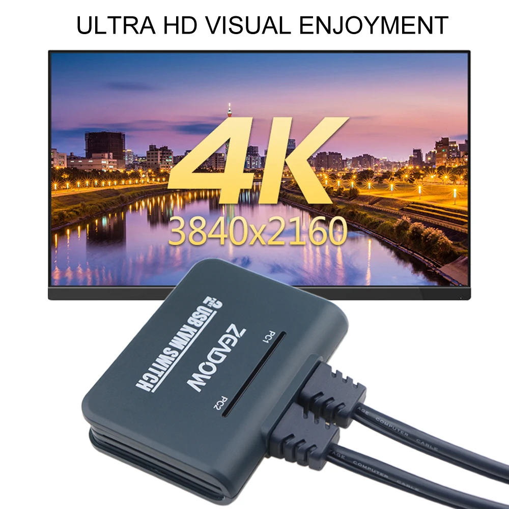 2 порта HDMI KVM переключатель клавиатура мышь разветвитель коробка с и USB кабели