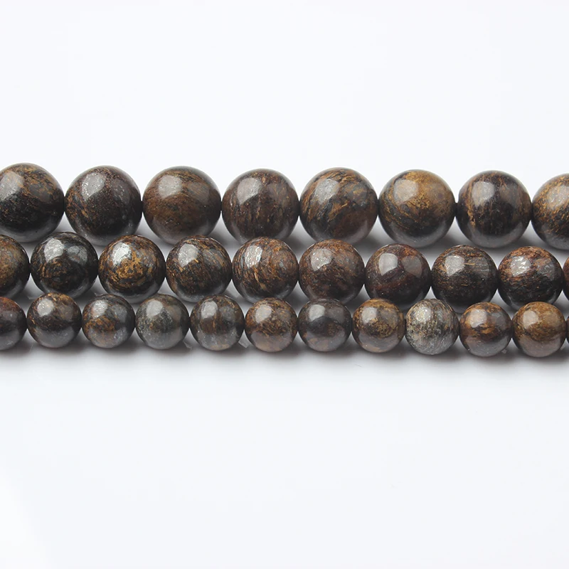 

LanLi 6/8/10mm natural Jewelry Brown Copper pyroxene stone loose beads DIY men and women's bracelet necklace necklace