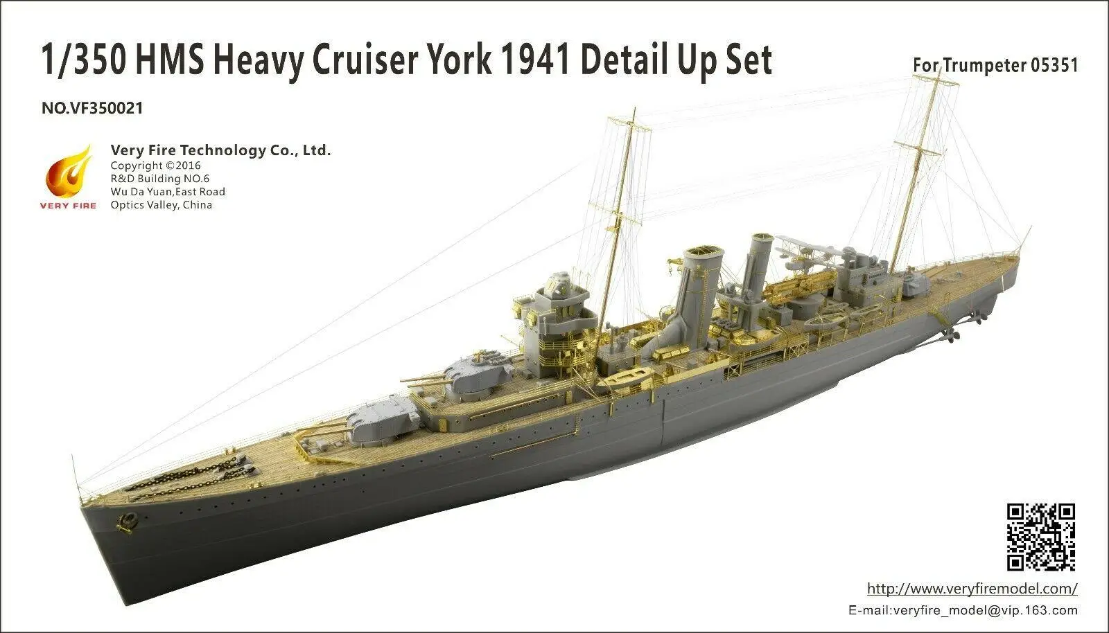 

Very Fire VF350021 Detail Up set for 1/350 HMS York 1941 (For Trumpeter 05351)