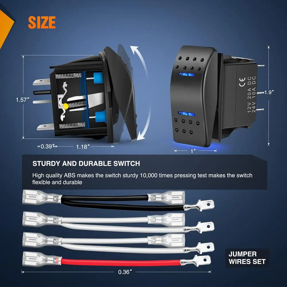 1 пара мгновенный переключатель DPDT 7 контактов 12 В 24 ВКЛ./ВЫКЛ. переключатели